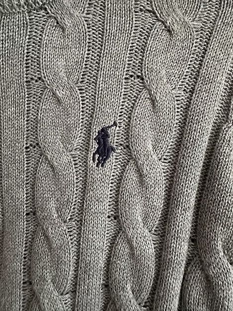 Ralph Lauren Full-Zip Cable Knit Winter Sweater, Grey