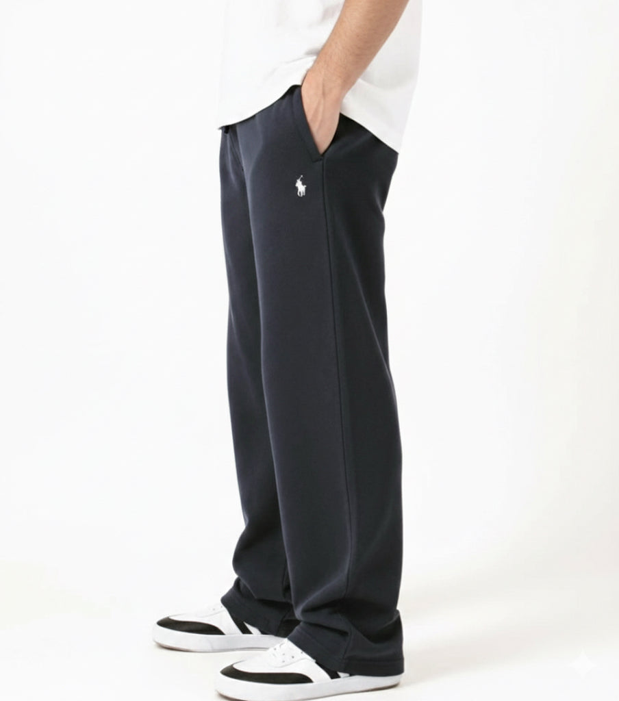 Ralph Lauren Straight Cut Baggy Sweatpants, Black (Cotton Fleece)