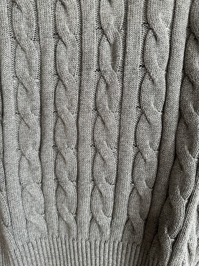 Ralph Lauren Quarter-Zip Cable Knit Winter Sweater, Grey