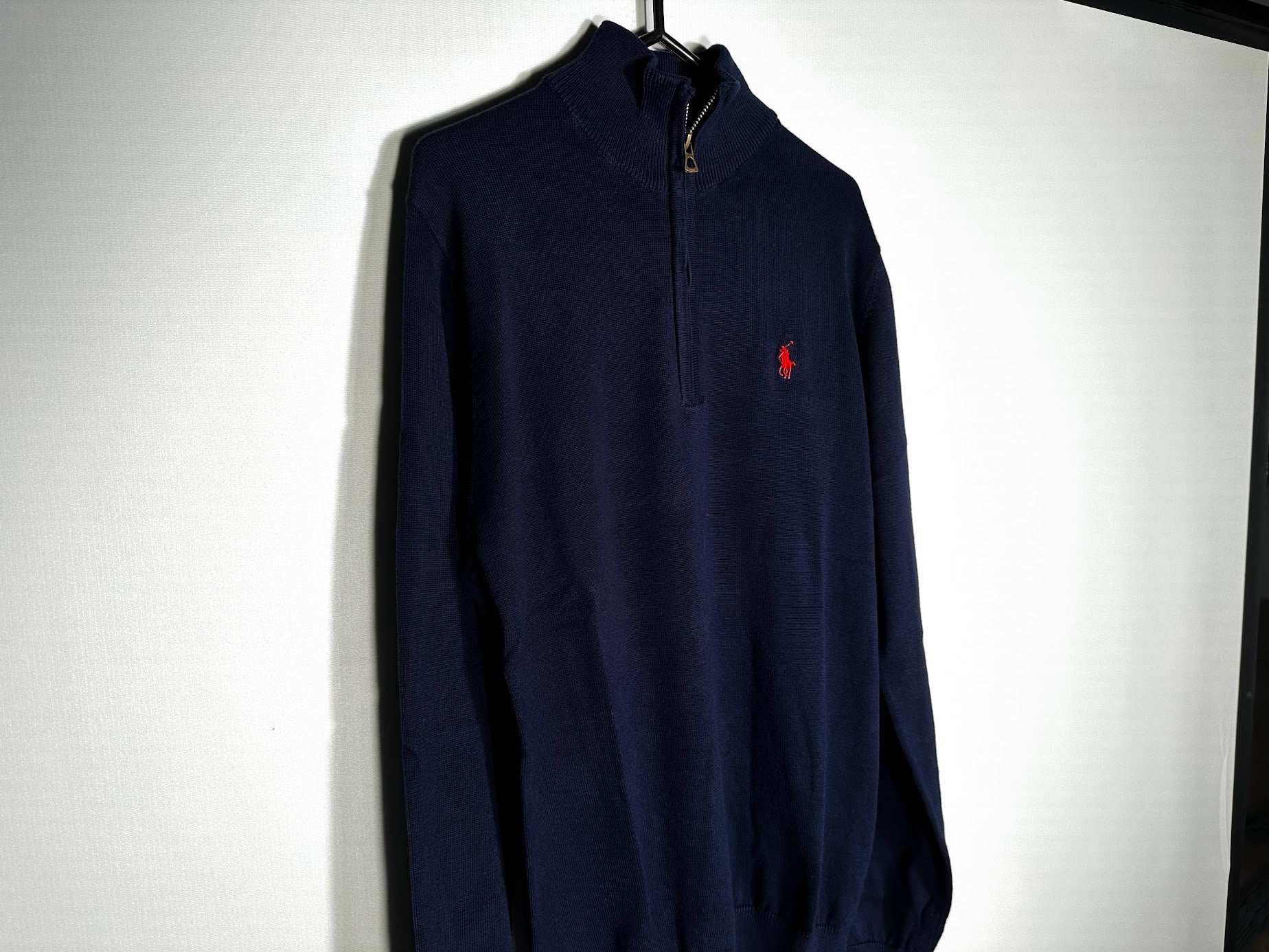 Ralph Lauren Quarter-Zip Knit Winter Jumper, Navy