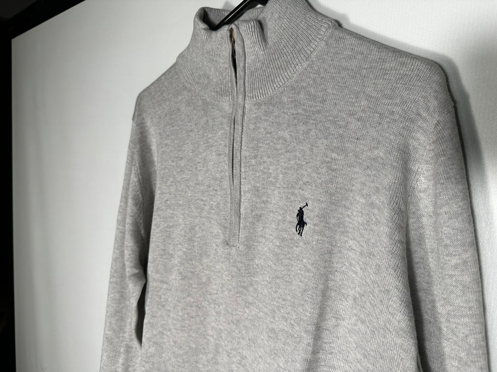 Ralph Lauren Quarter-Zip Knit Winter Jumper, Grey