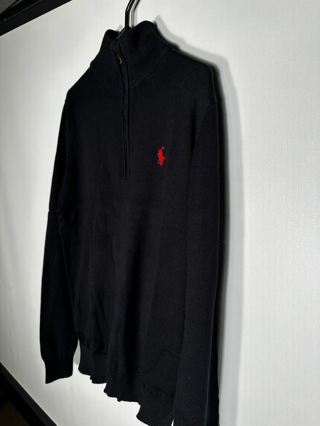 Ralph Lauren Quarter-Zip Knit Winter Jumper, Black