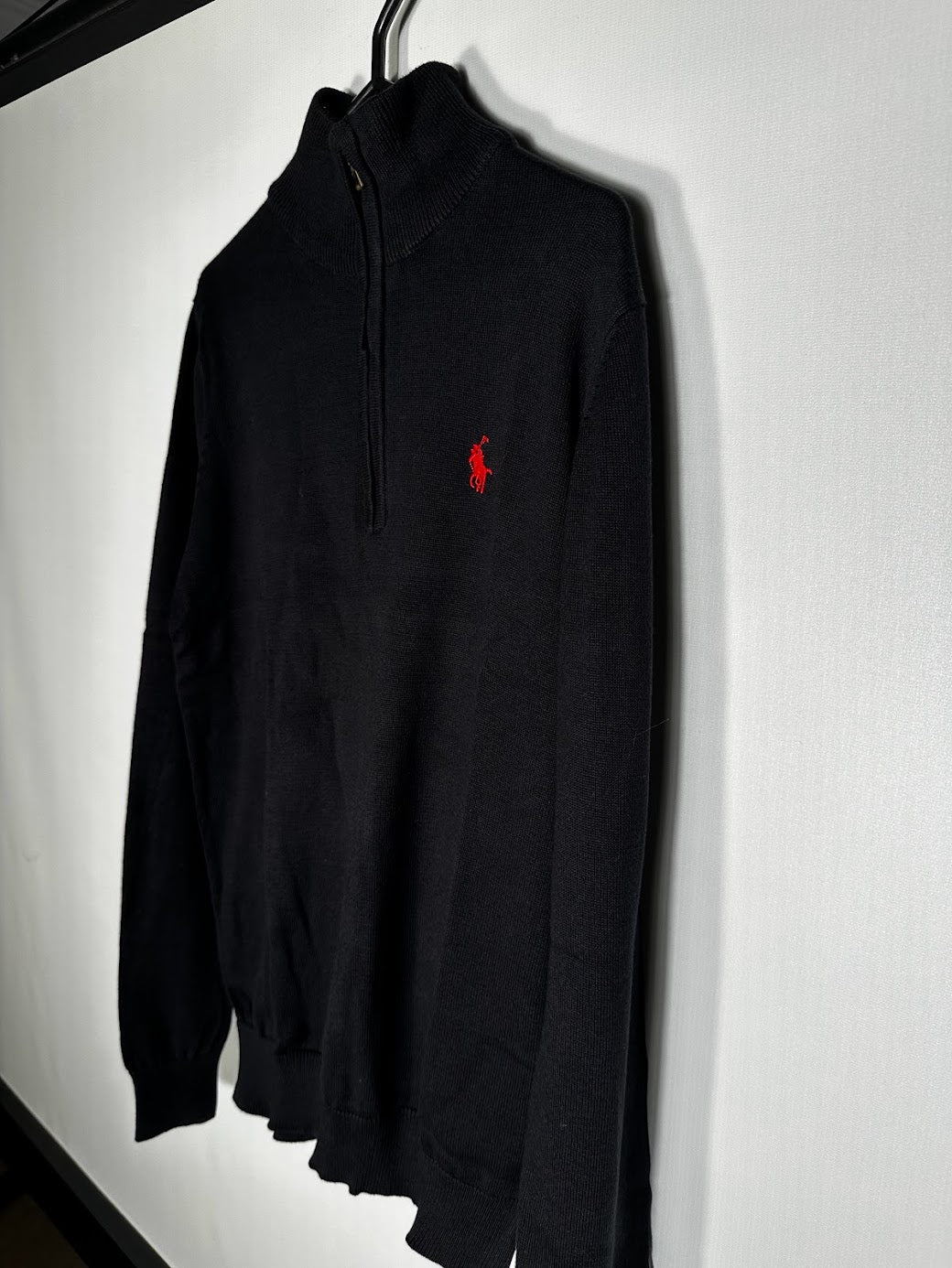 Ralph Lauren Quarter-Zip Knit Winter Jumper, Black