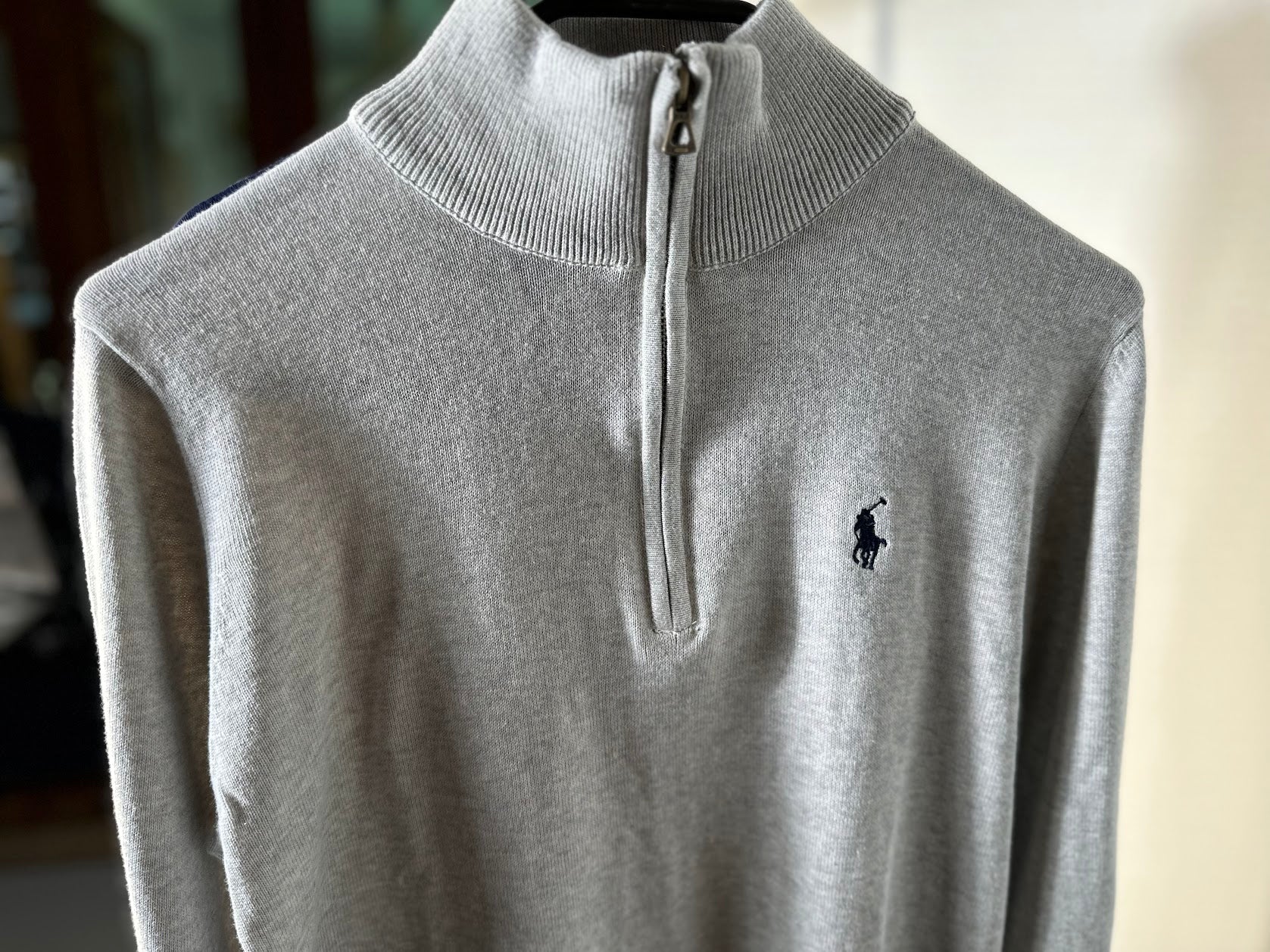Ralph Lauren Quarter-Zip Knit Winter Jumper, Grey