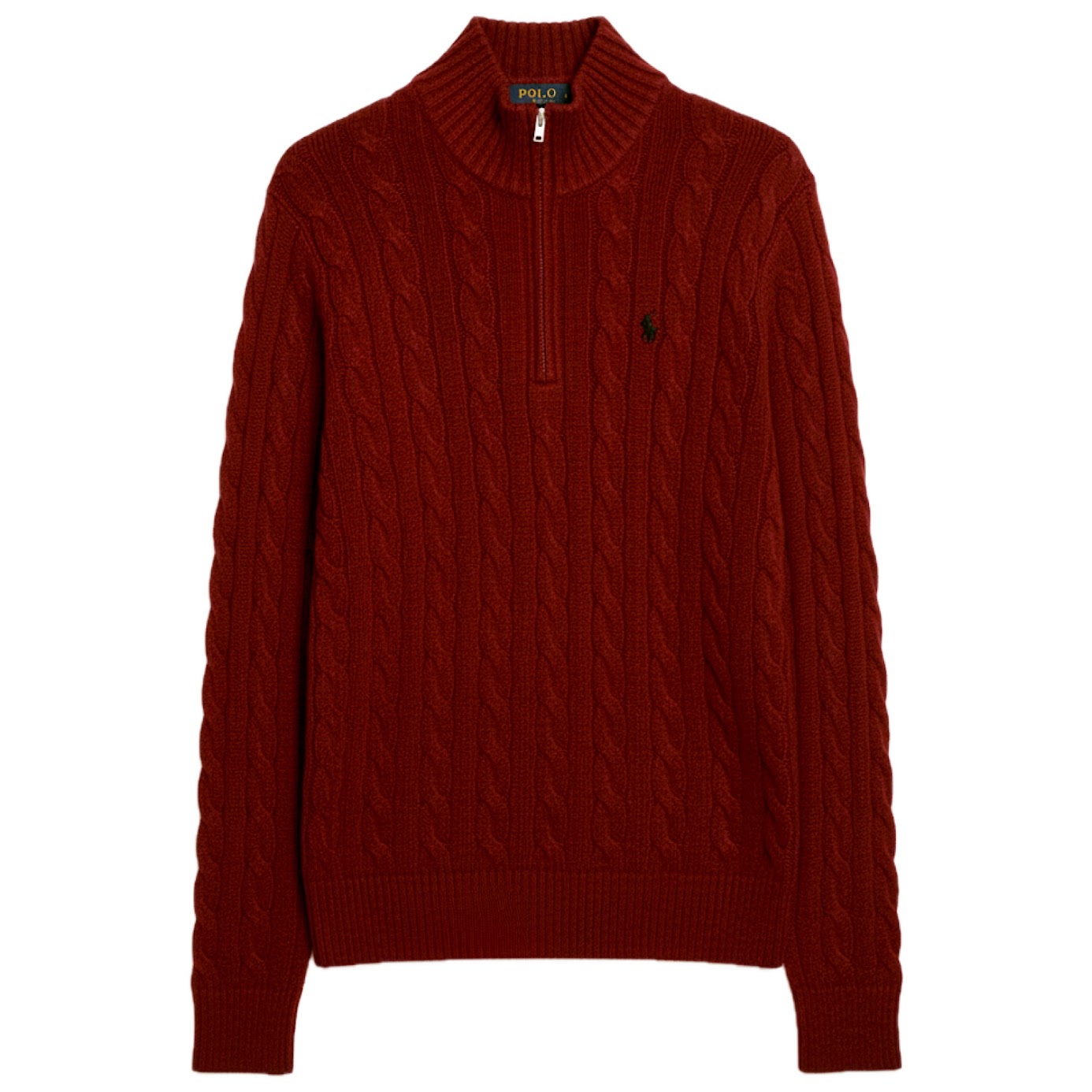 Ralph Lauren Quarter-Zip Cable Knit Winter Sweater, Maroon