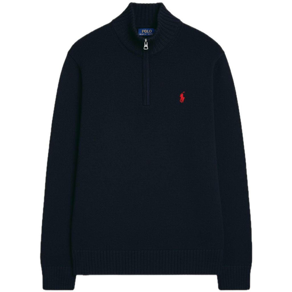 Ralph Lauren Quarter-Zip Knit Winter Jumper, Navy